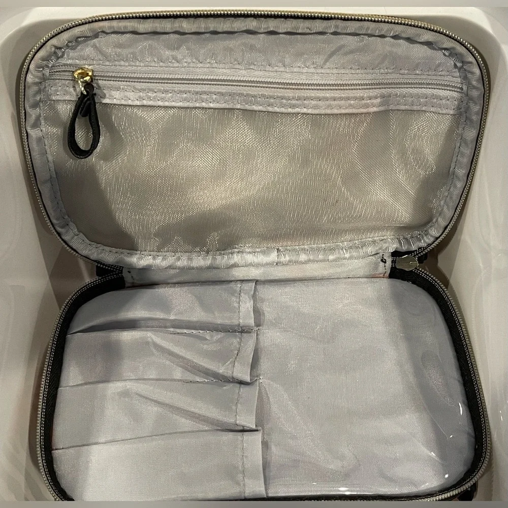Jessica McClintock Zebra Print Train Case Cosmetic Bag